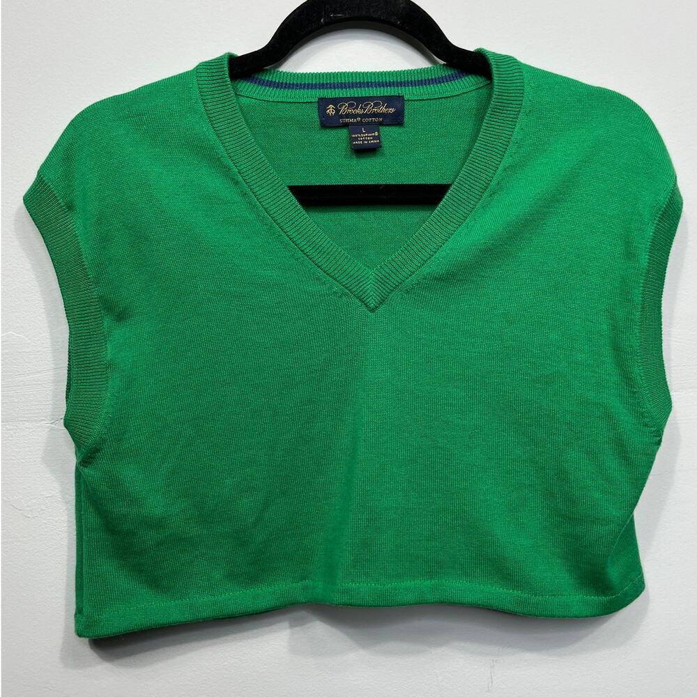 Brooks Brothers Women’s Green Cropped Sleeveless Sweater Vest / Size-Large